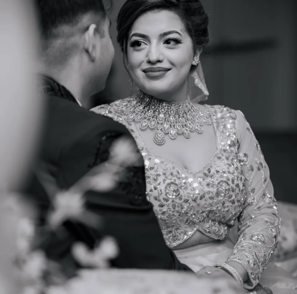Black and white editorial bridal portrait
